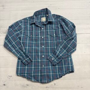 Roper kids purple blue‎ plaid button down shirt size 8/10